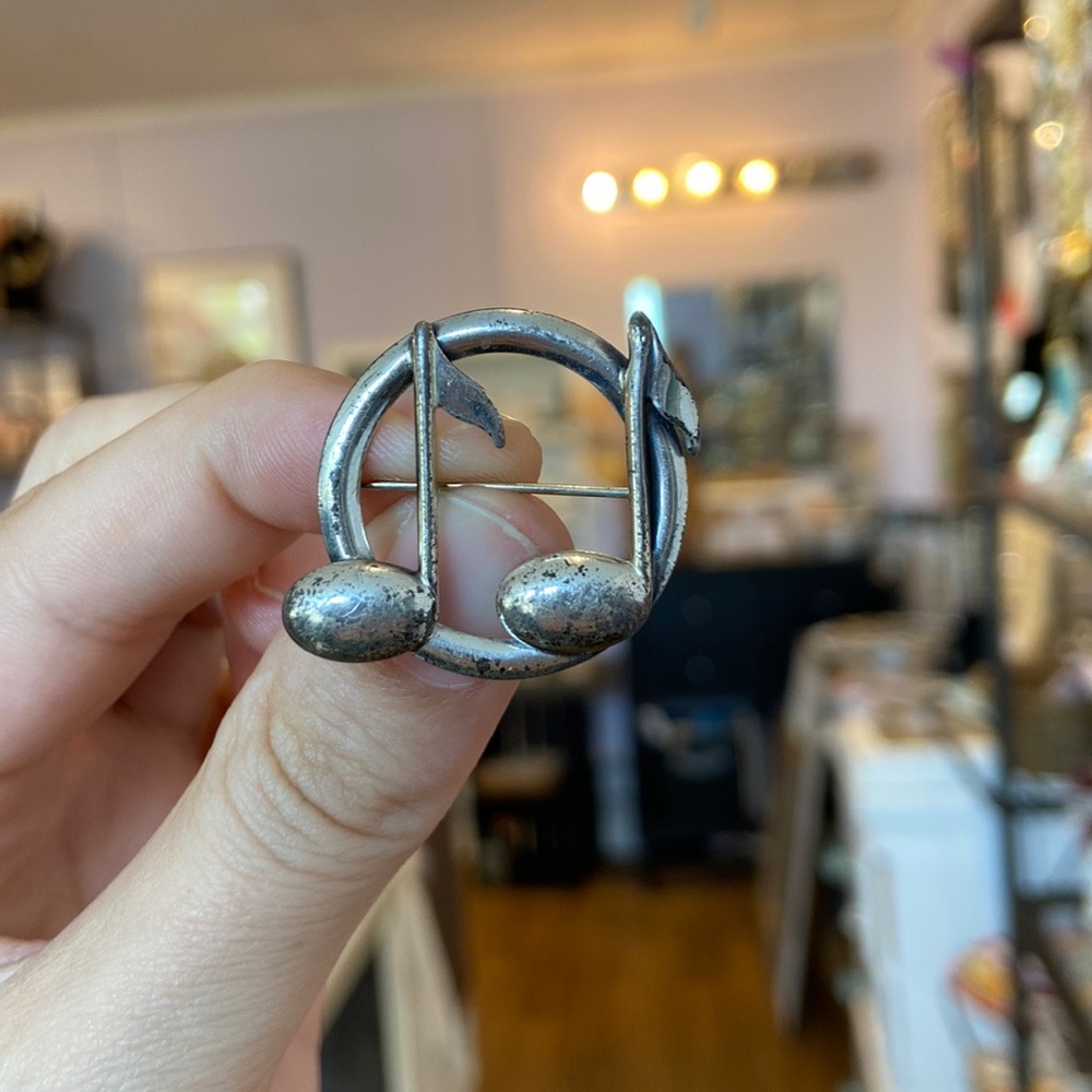 VINTAGE Sterling Silver Music Note Pin